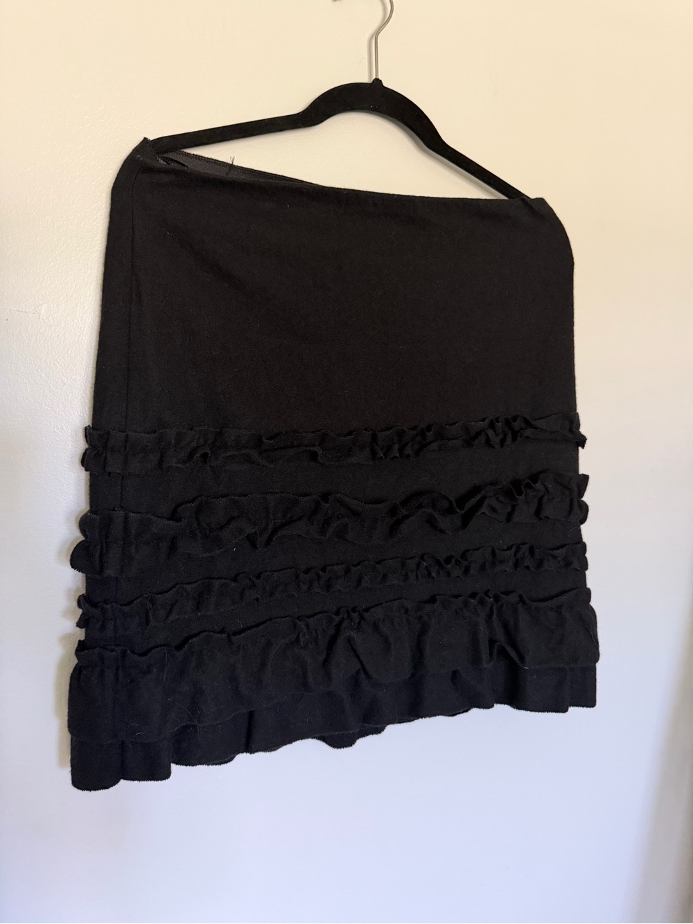 DKNY Black Ruffle Tiered Mini Skirt
